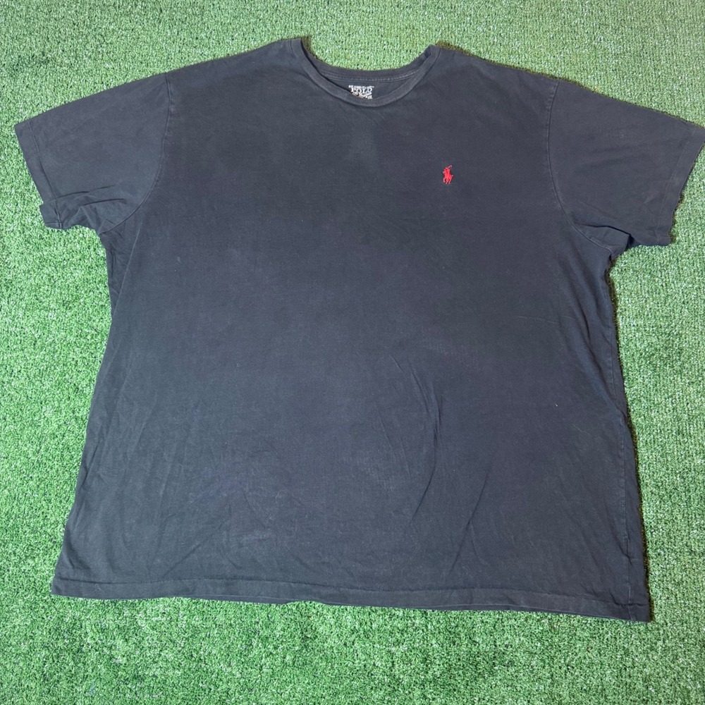 Polo Ralph Lauren Mens XXL Black Short Sleeve Cotton T-Shirt Red Pony Logo Tee